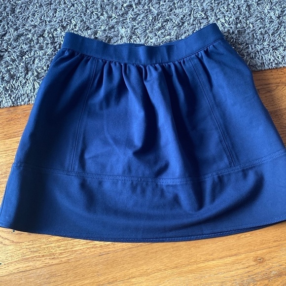 Madewell Navy Blue Ponte Swivel Mini Pleaded Side Zipper Snap Size 4 - Picture 4 of 16